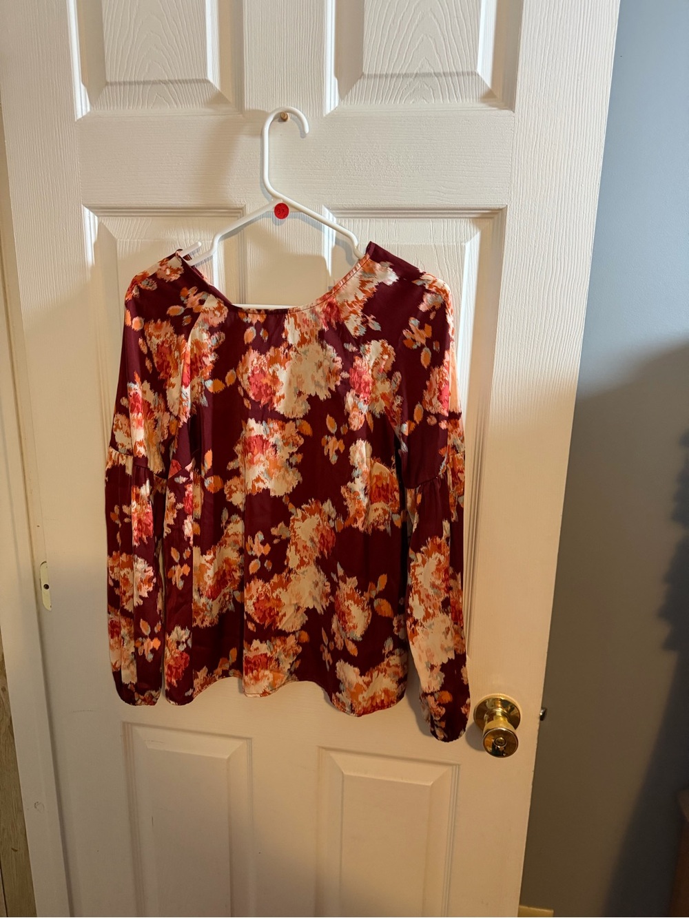 LC Lauren Conrad Burgundy Floral Long-Sleeve Tunic